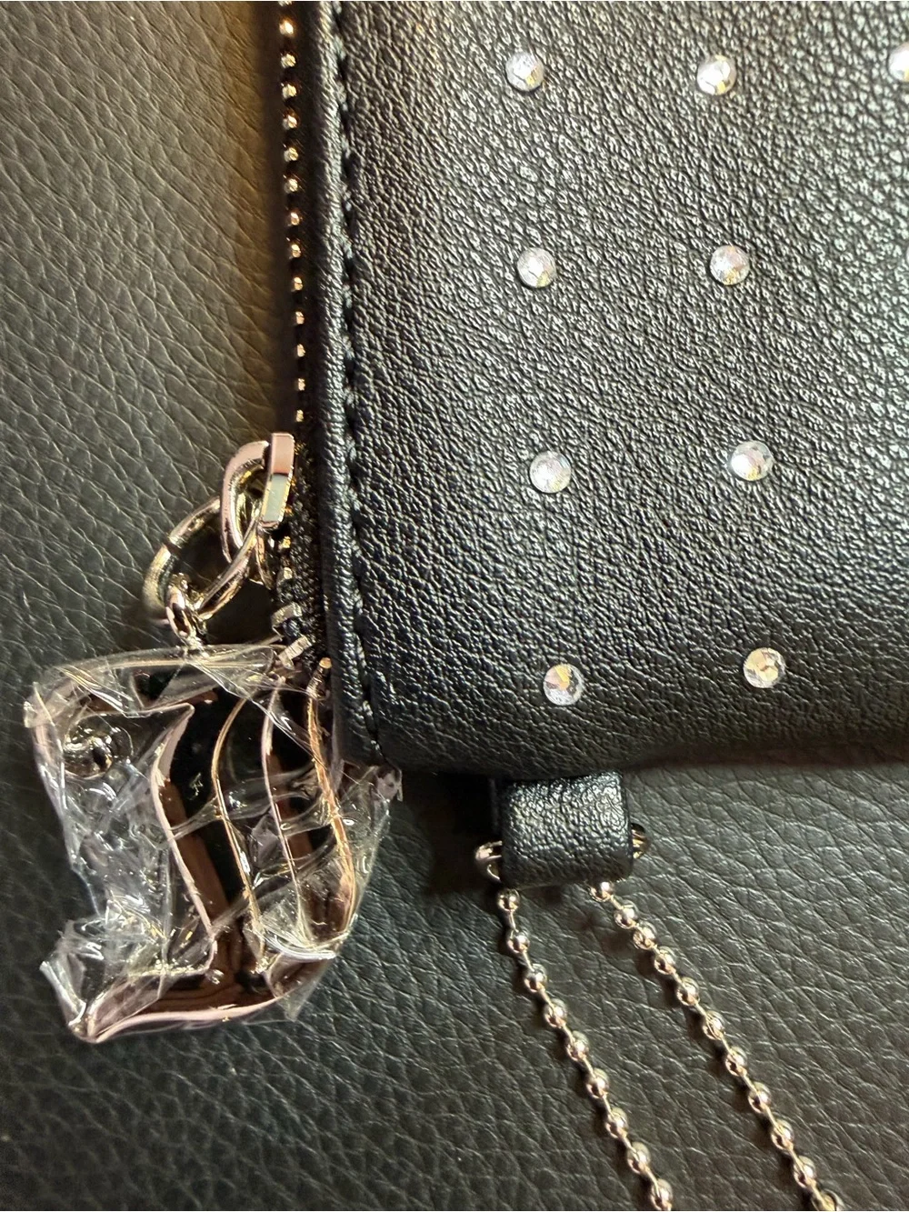 Juicy Couture Black Suede-Look Satchel with Crystal 'Juicy' Logo FINAL PRICE